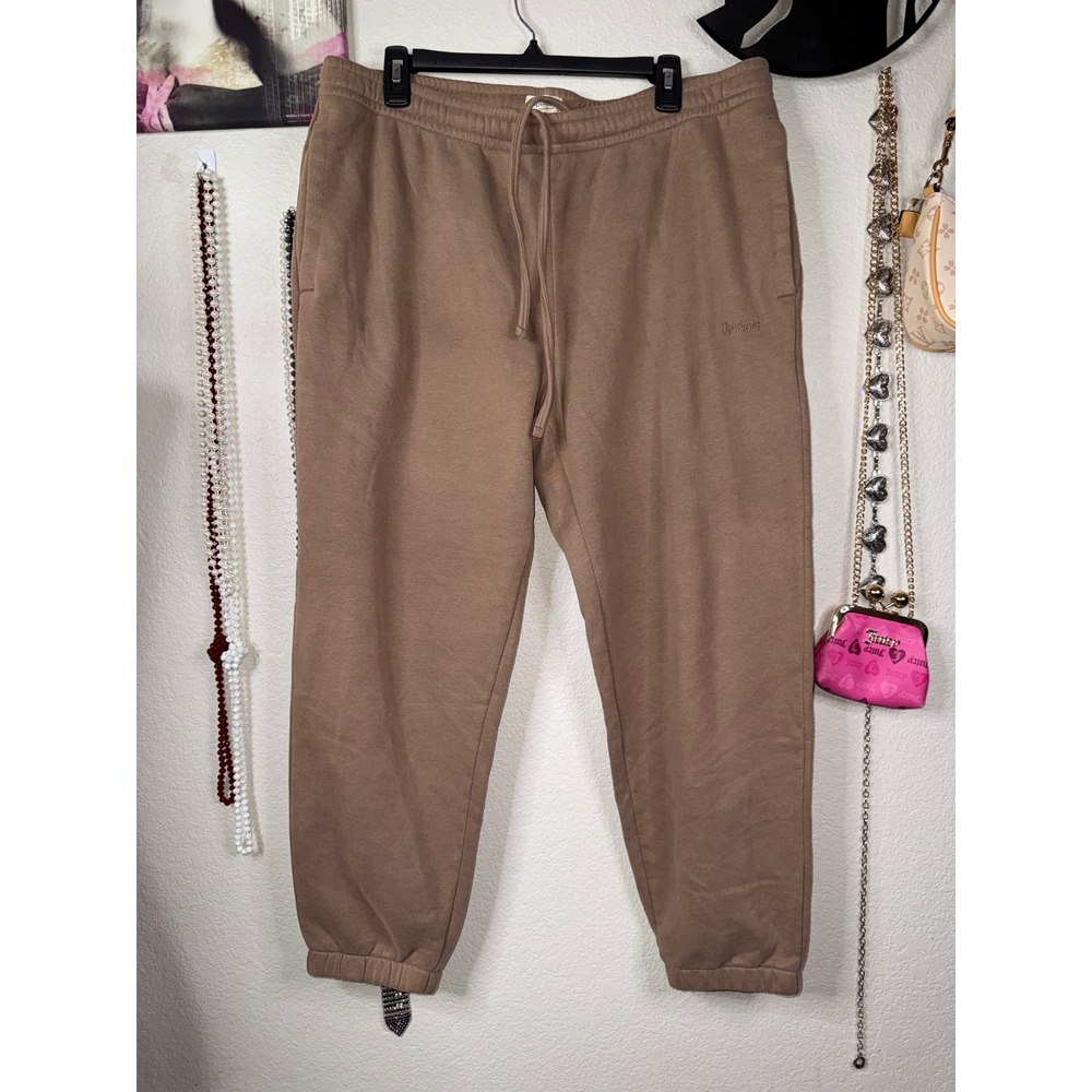 UpWest Mens Brown Fleece Jogger Sweatpants Size L 400323 Tapered Leg Loungewear